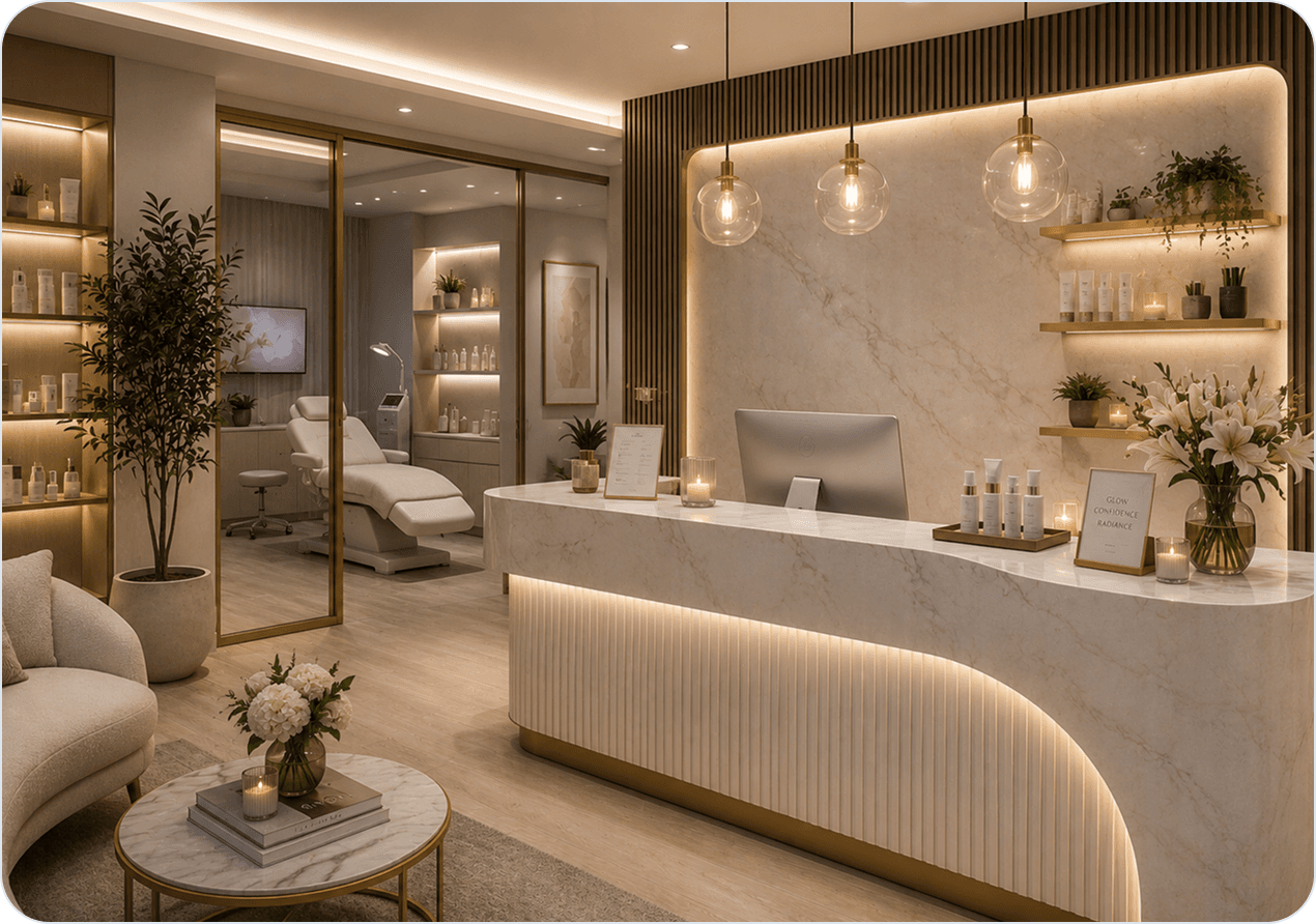 Modern med spa reception desk