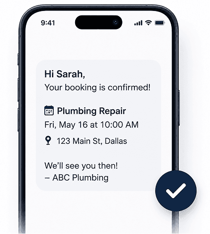 Text confirmation from ItsBot after booking an appointment