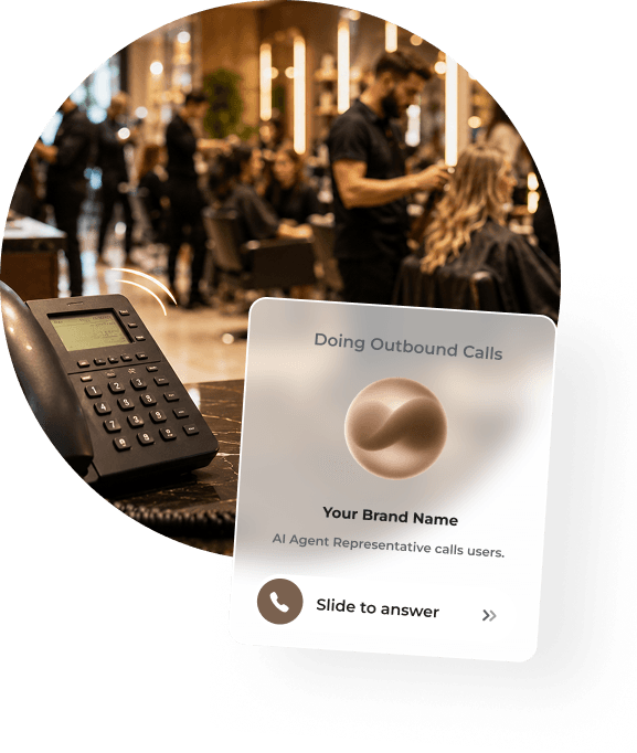 Salon floor with ItsBot outbound AI agent answering calls