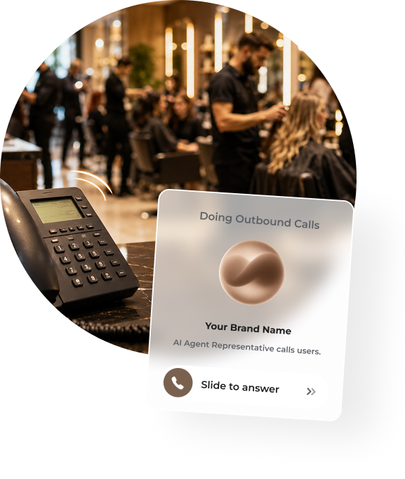 Salon floor with ItsBot outbound AI agent answering calls